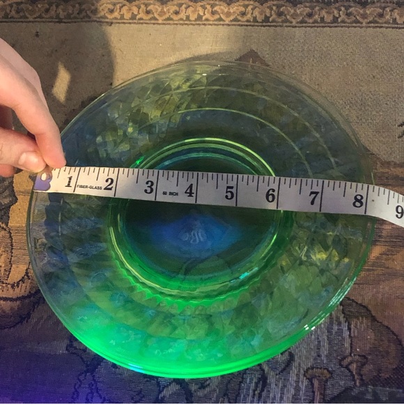 3 Vintage Vaseline Or Uranium Plates Depression Glass - Picture 2 of 6